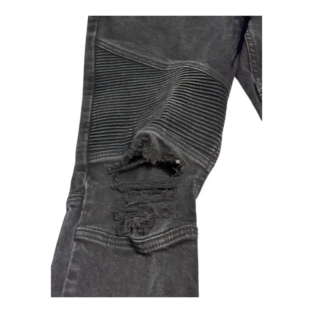 PacSun Stacked Skinny Black Moto Distressed Jeans Men's 30x30